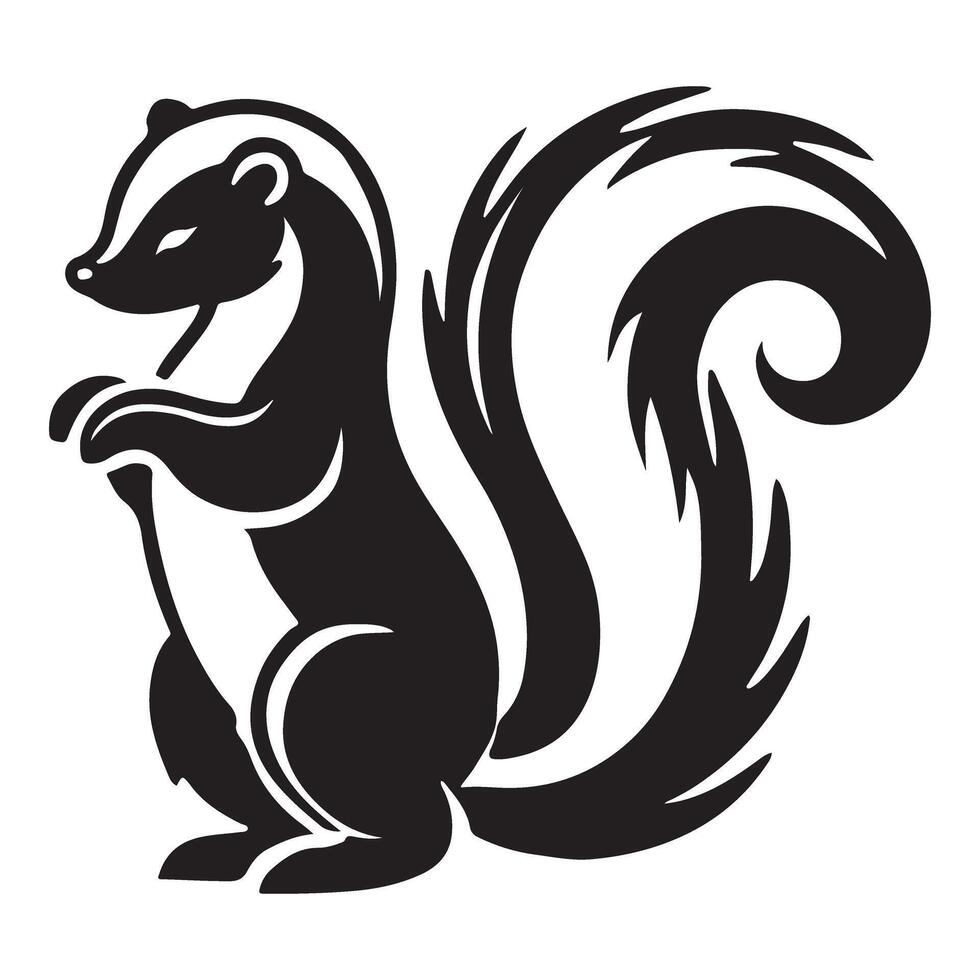 Striking Skunk Silhouette a Nocturnal Mammal vector