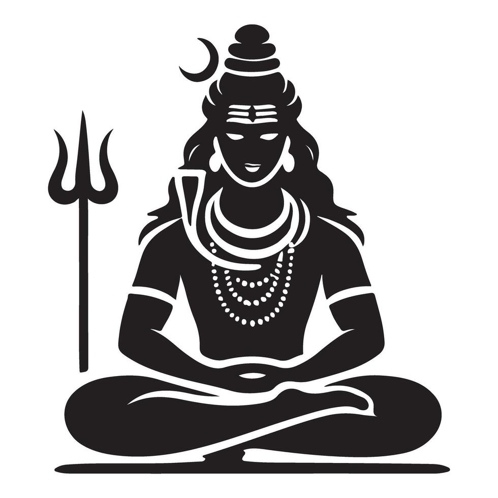 Meditating Shiva Silhouette Illustration vector