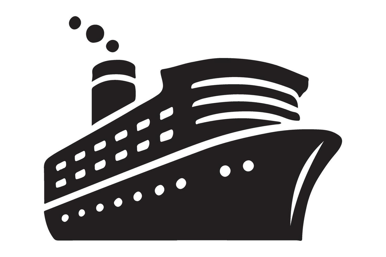 Cruise Ship Silhouette Illustration art vector