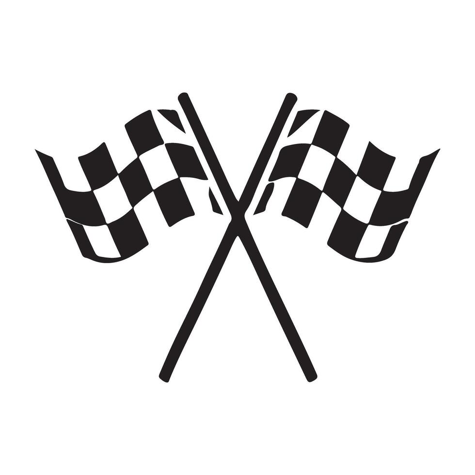 Silhouette Illustration of Crossed Checkered Race Flags vector