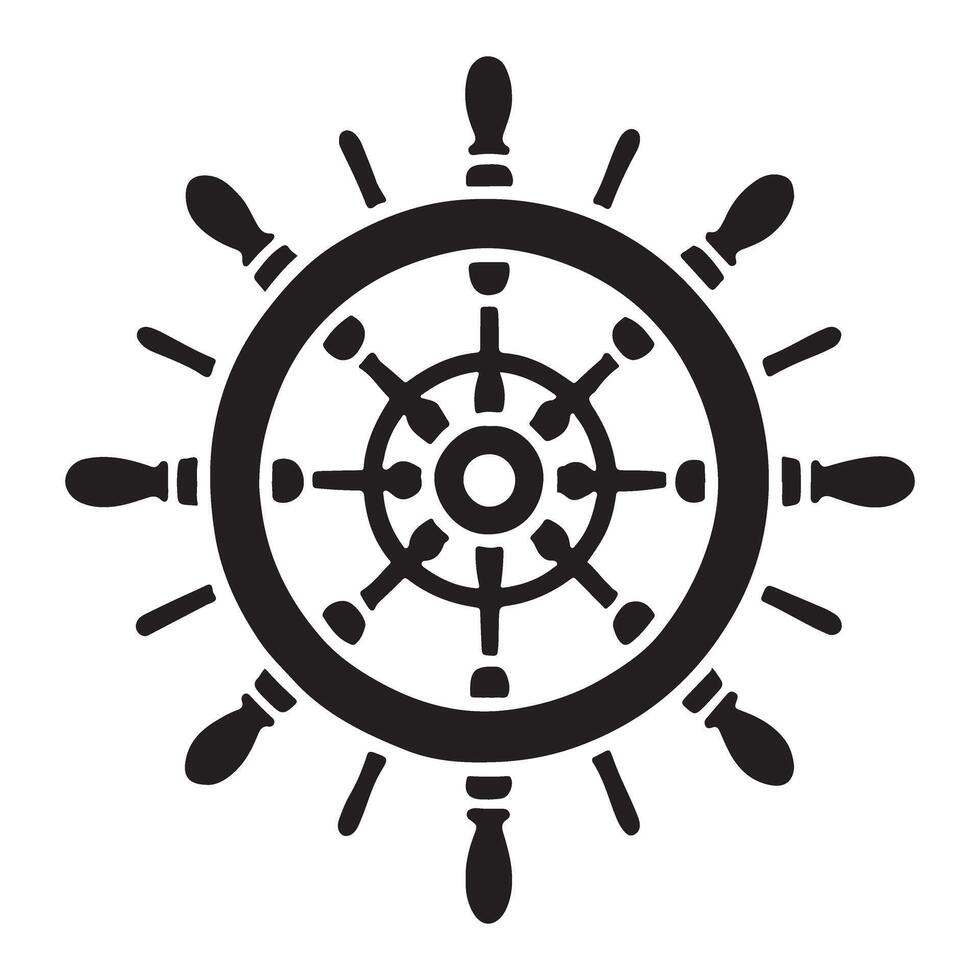 Classic Ship's Wheel Silhouette Art vector