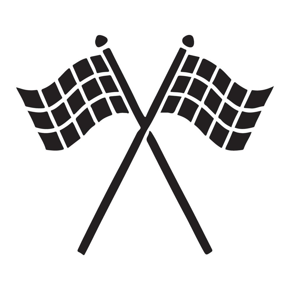 Silhouette Illustration of Crossed Checkered Flags vector