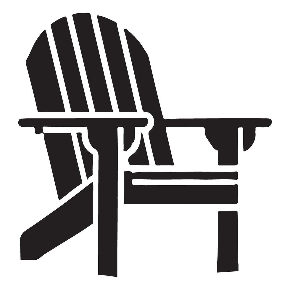 Silhouette Illustration of Adirondack Chair with Side Table vector
