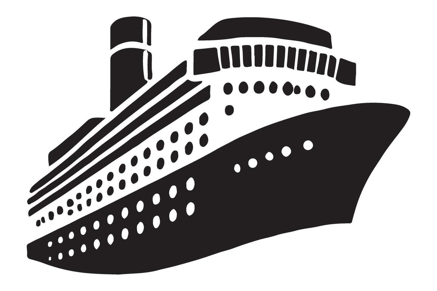 Silhouette of a Cruise Ship Sailing on the Ocean vector