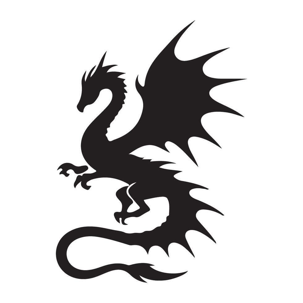 Elegant Black Dragon Silhouette Design vector