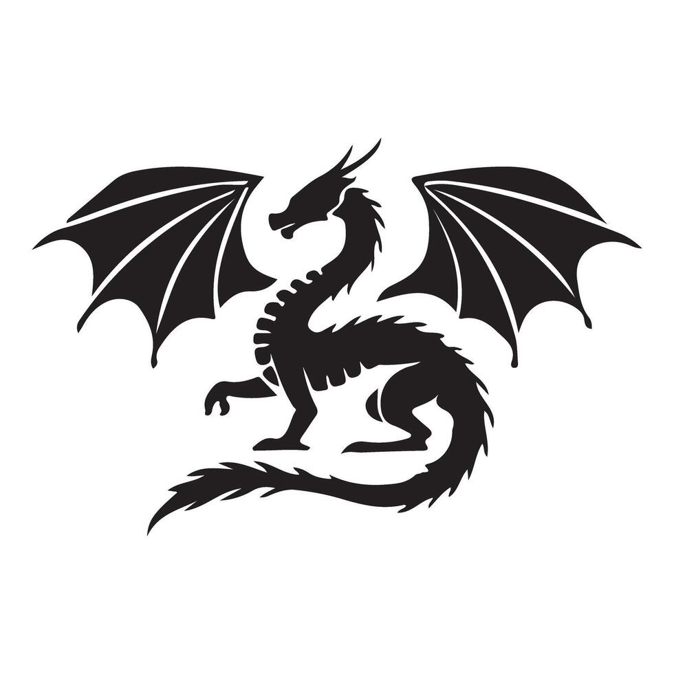 Majestic Winged Dragon Silhouette Powerful and Mythical vector