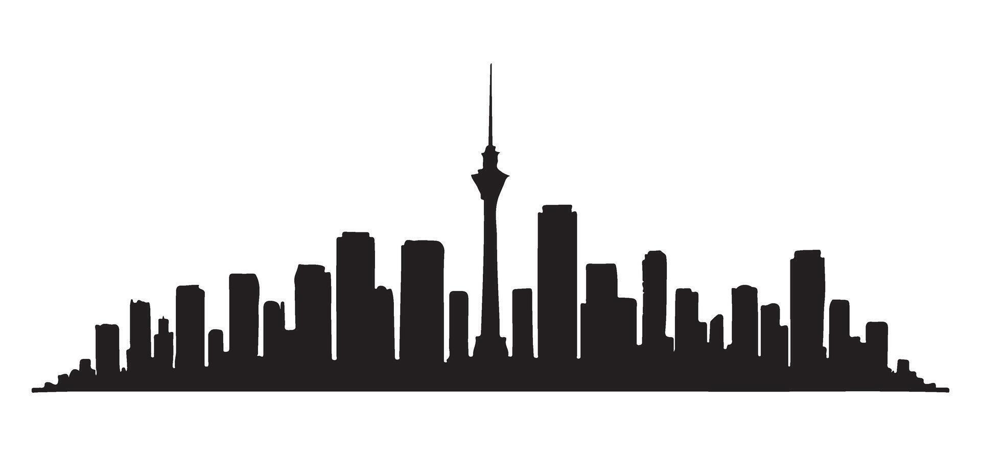 Auckland City Skyline Silhouette Illustration vector