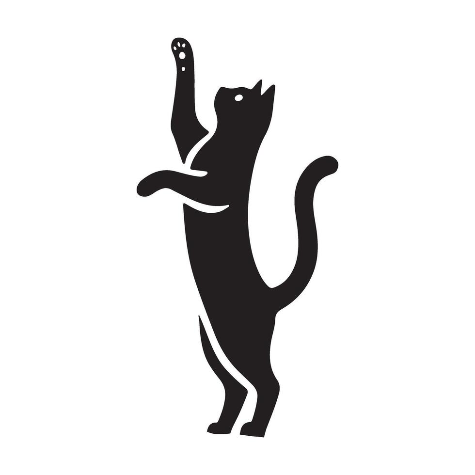 Silhouette Illustration of a Cat Standing on Hind Legs vector