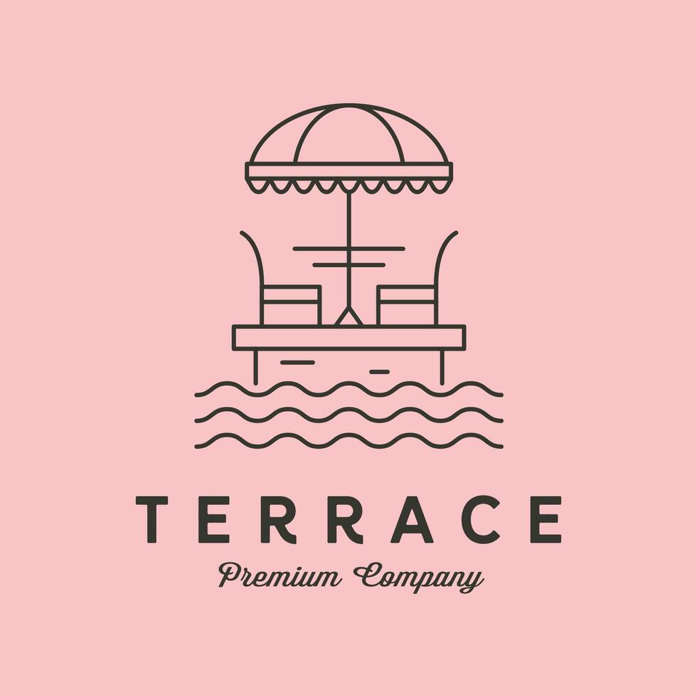 terrace cafe line logo symbol minimalist illustration design vector