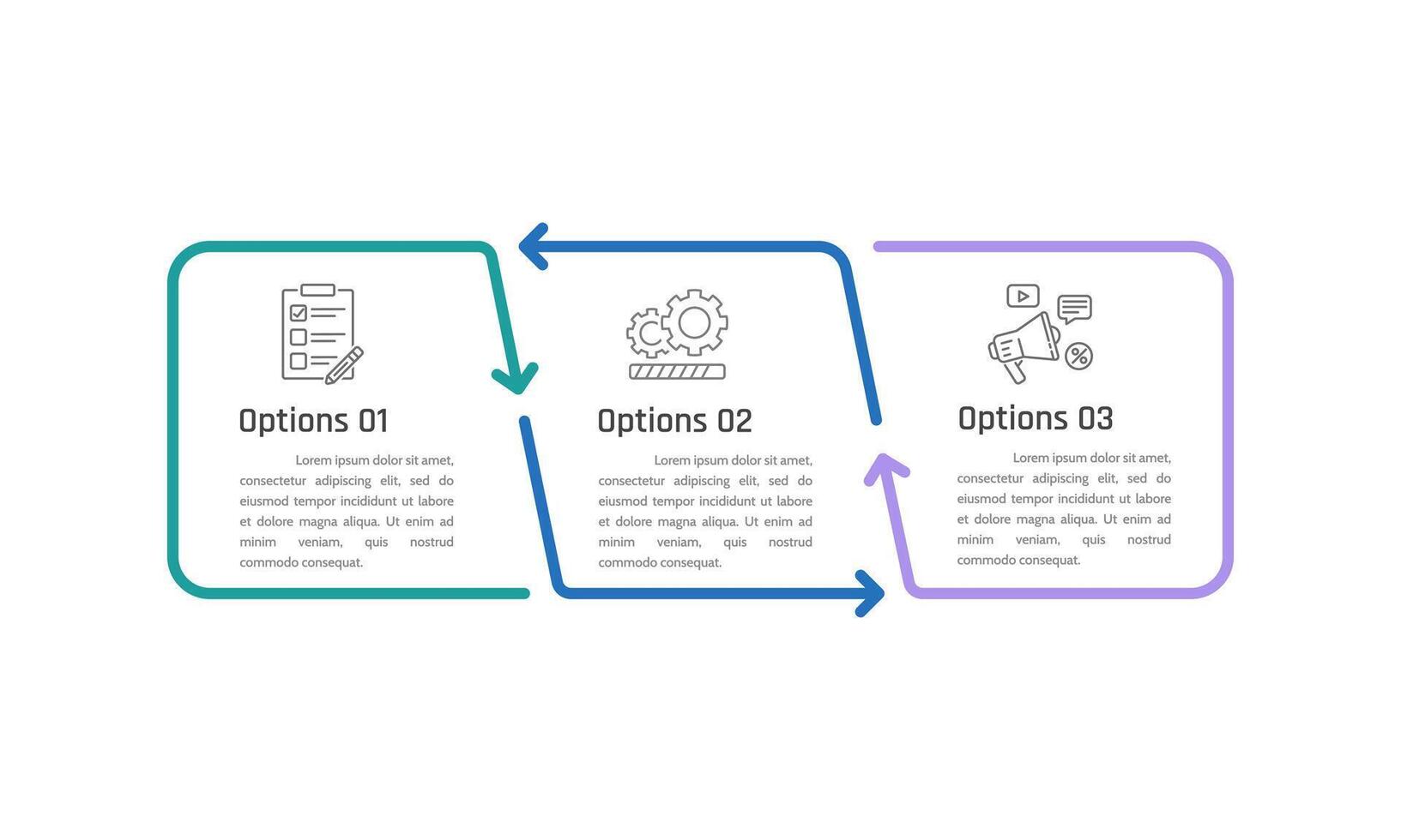 Infographic thin line arrow 3 Key Elements of Business Management. Presentation, Plan, Marketing and Strategy. vector