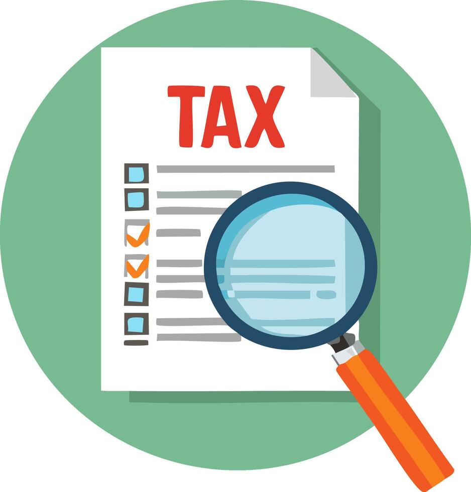 Tax Form with a Magnifying Glass vector