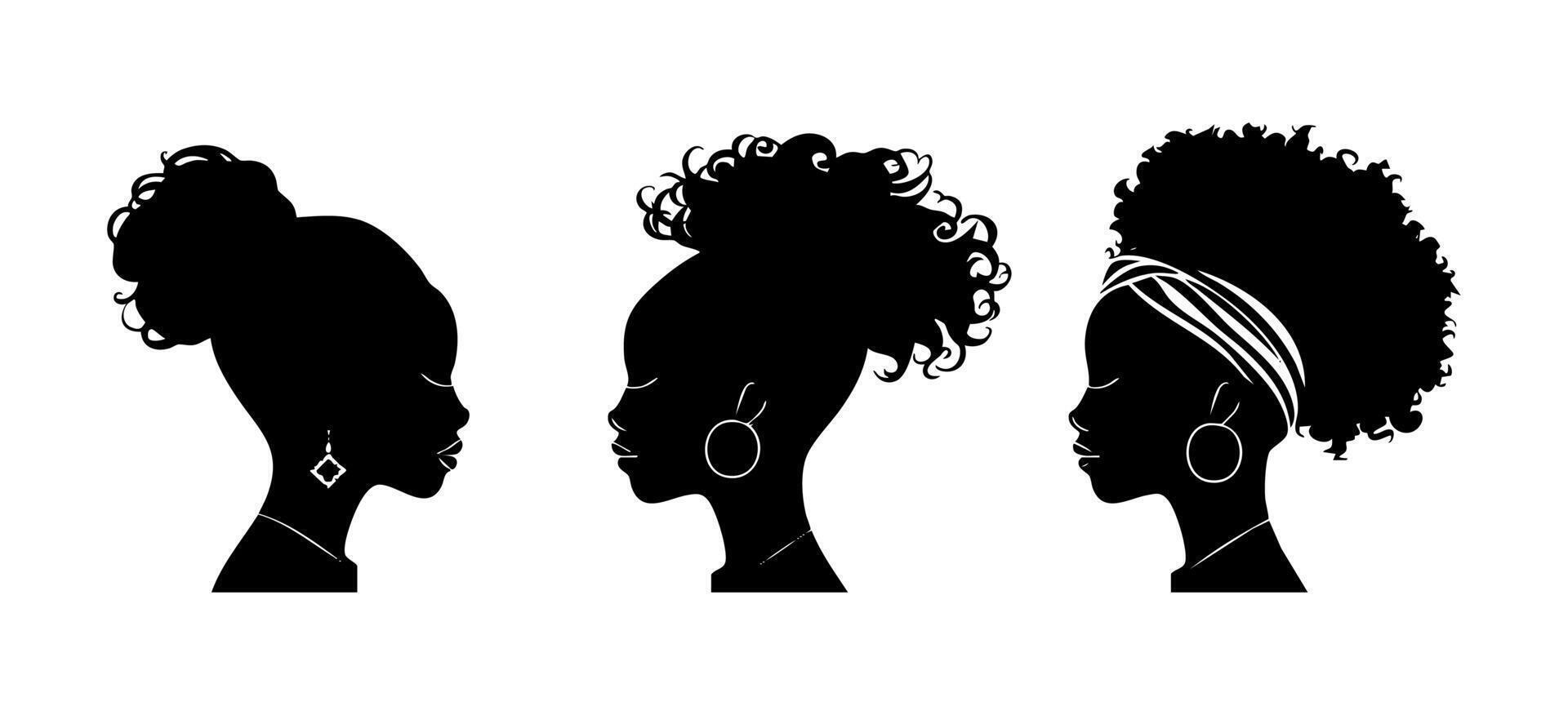 set of three cute black silhouettes vector