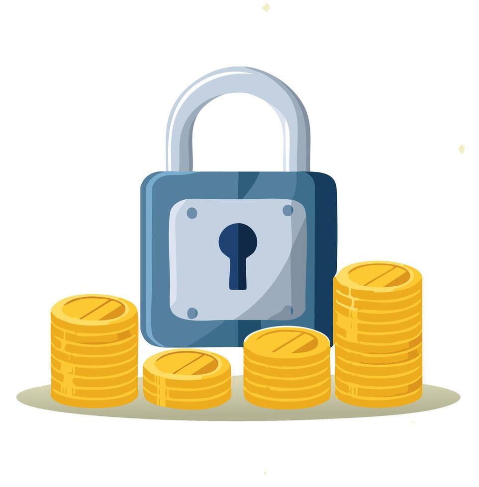 Lock and Coins Together vector