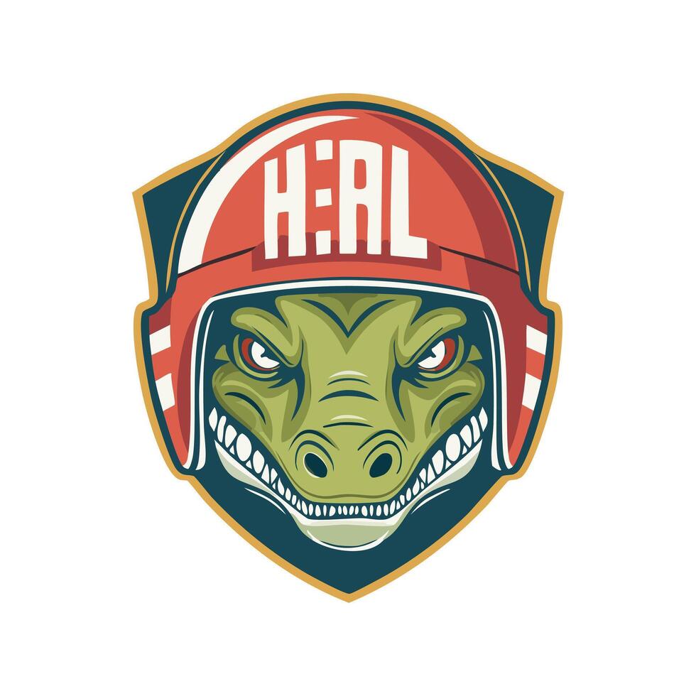 A crocodile wearing a helmet and helmet vector