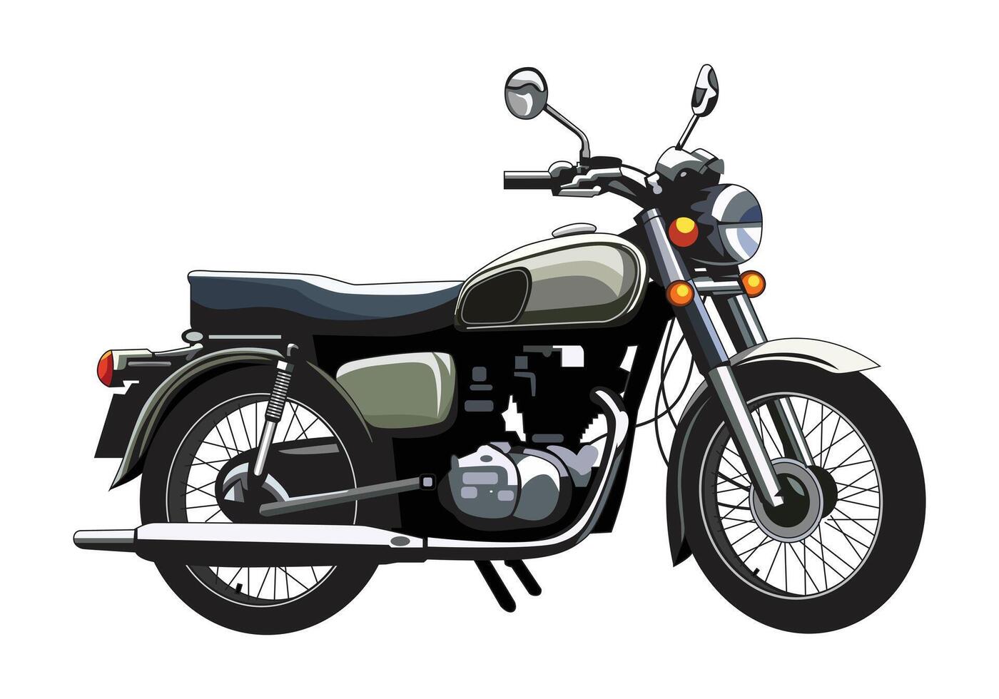 Classic Vintage Motorbike 1080's illustration style. vector