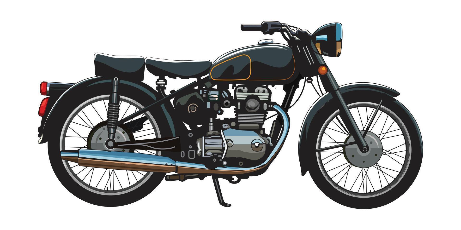 Vintage motorbike 1980's illustration, isolated on white background. vector