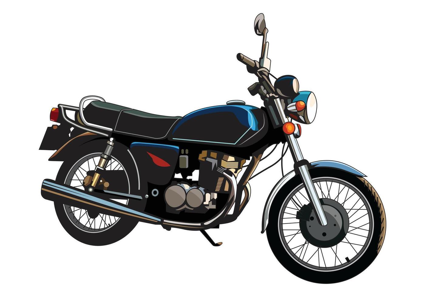 Vintage motorbike 1980's illustration style for design elements. vector