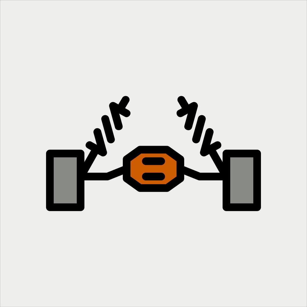 Design Illustration graphic of shockbreaker car icon with line and color style. Suitable for UI, mobile design, web design, etc vector