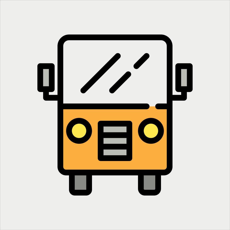 Design Illustration graphic of front view bus icon with line and color style. Suitable for UI, mobile design, web design, etc vector