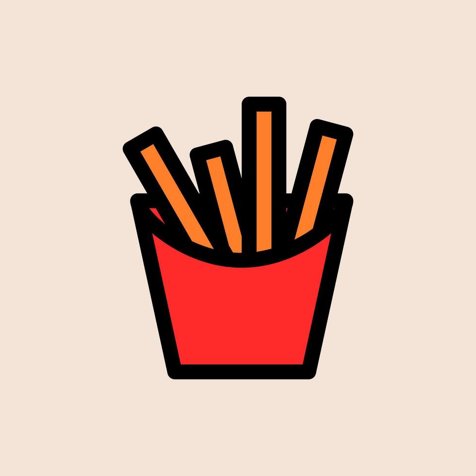 Design Illustration graphic of french fries icon with line and color style. Suitable for UI, mobile design, web design, etc vector