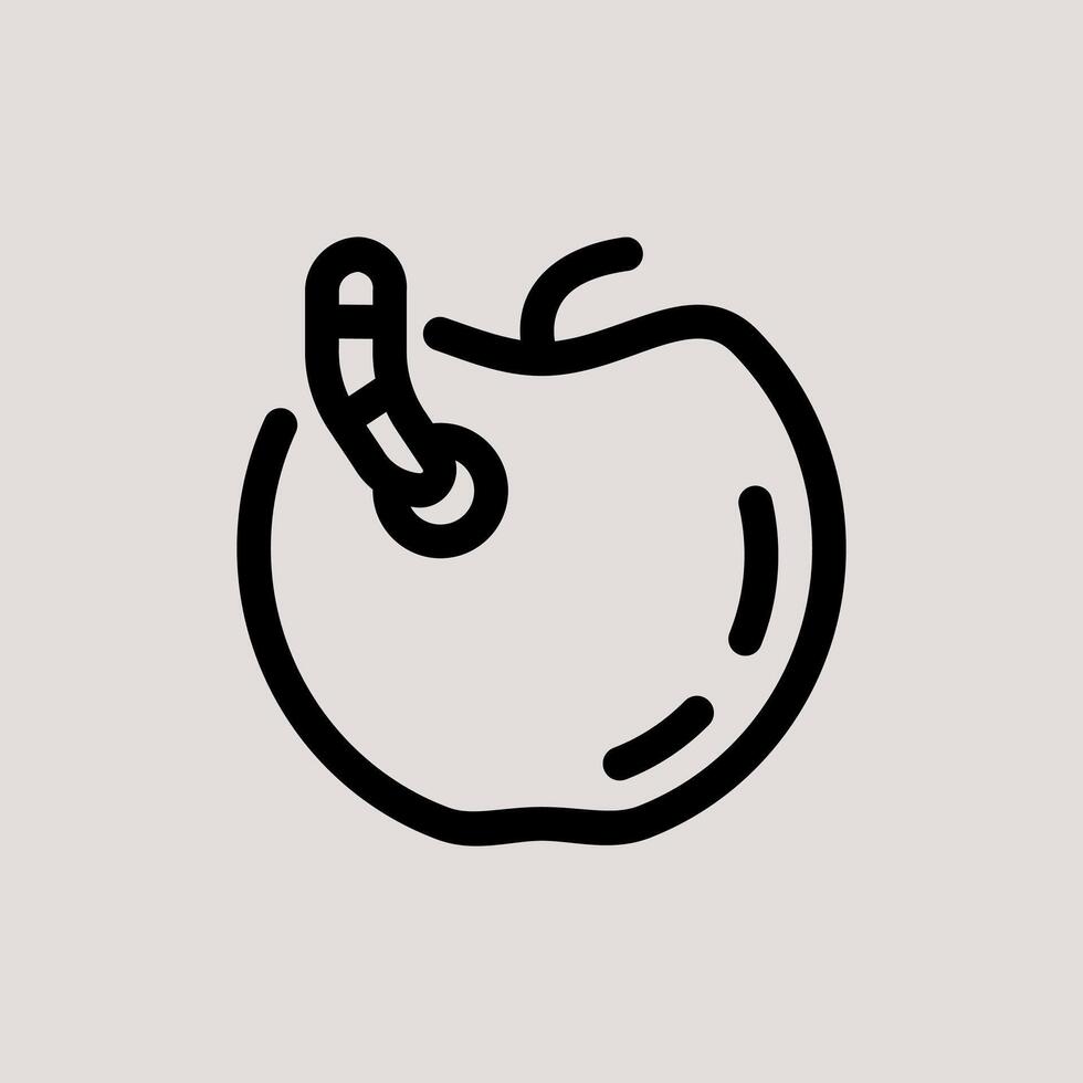 Design Illustration graphic of apple and worm icon with line style. Suitable for UI, mobile design, web design, etc vector