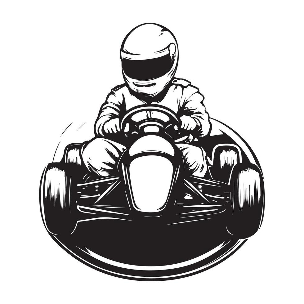 Go kart racing front view logo design Image vector