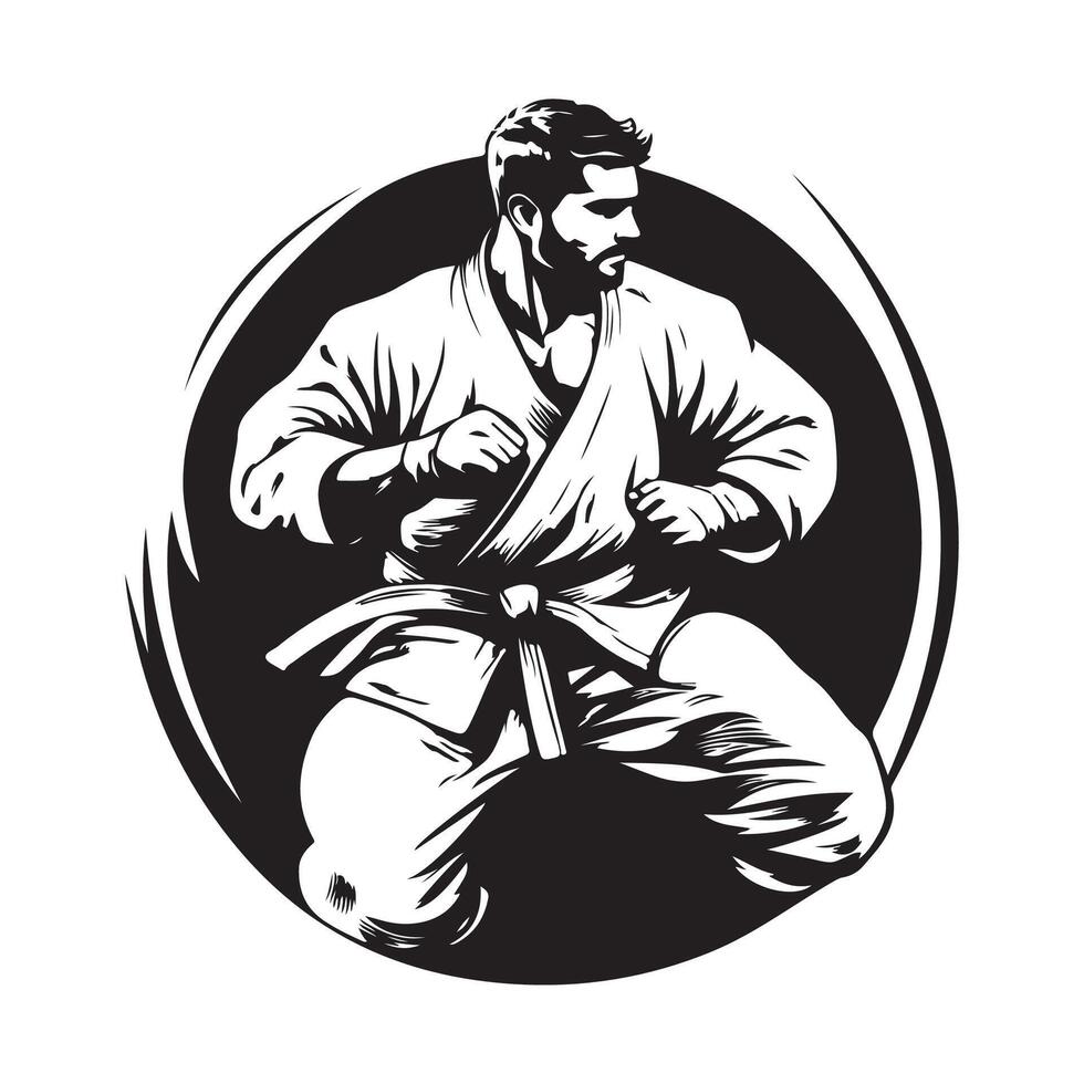 Fighter Brazilian Jiu-jitsu Image. Brazilian Jiujitsu Sport Logo Stock Illustrations vector