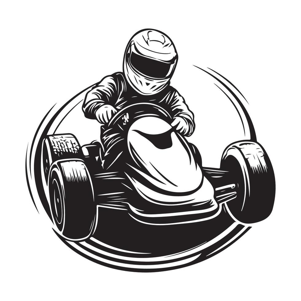 Go Kart racing championship design logo . vector