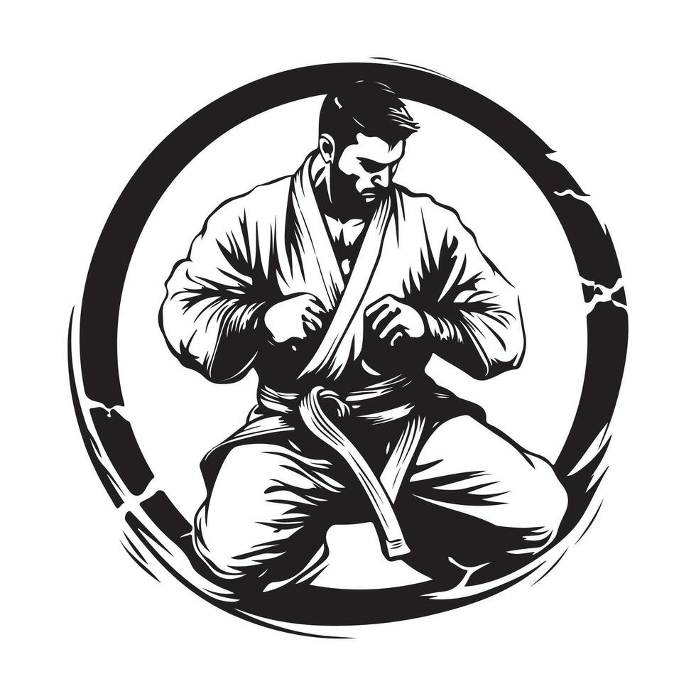 Simple Fighter Brazilian Jiu-jitsu Image. Brazilian Jiujitsu Sport Logo Stock Illustrations vector