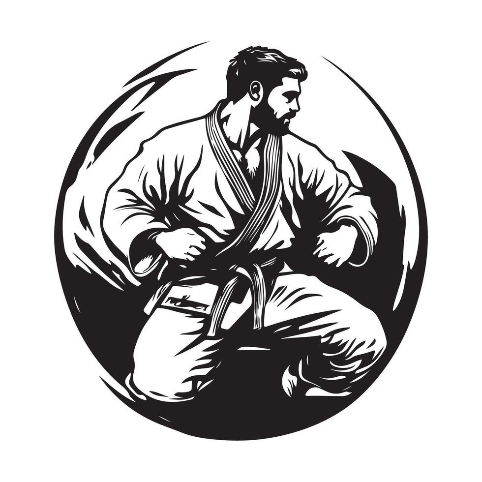 Logo Image Fighter Brazilian Jiu-jitsu Image. Brazilian Jiujitsu Sport Logo Stock Illustrations vector
