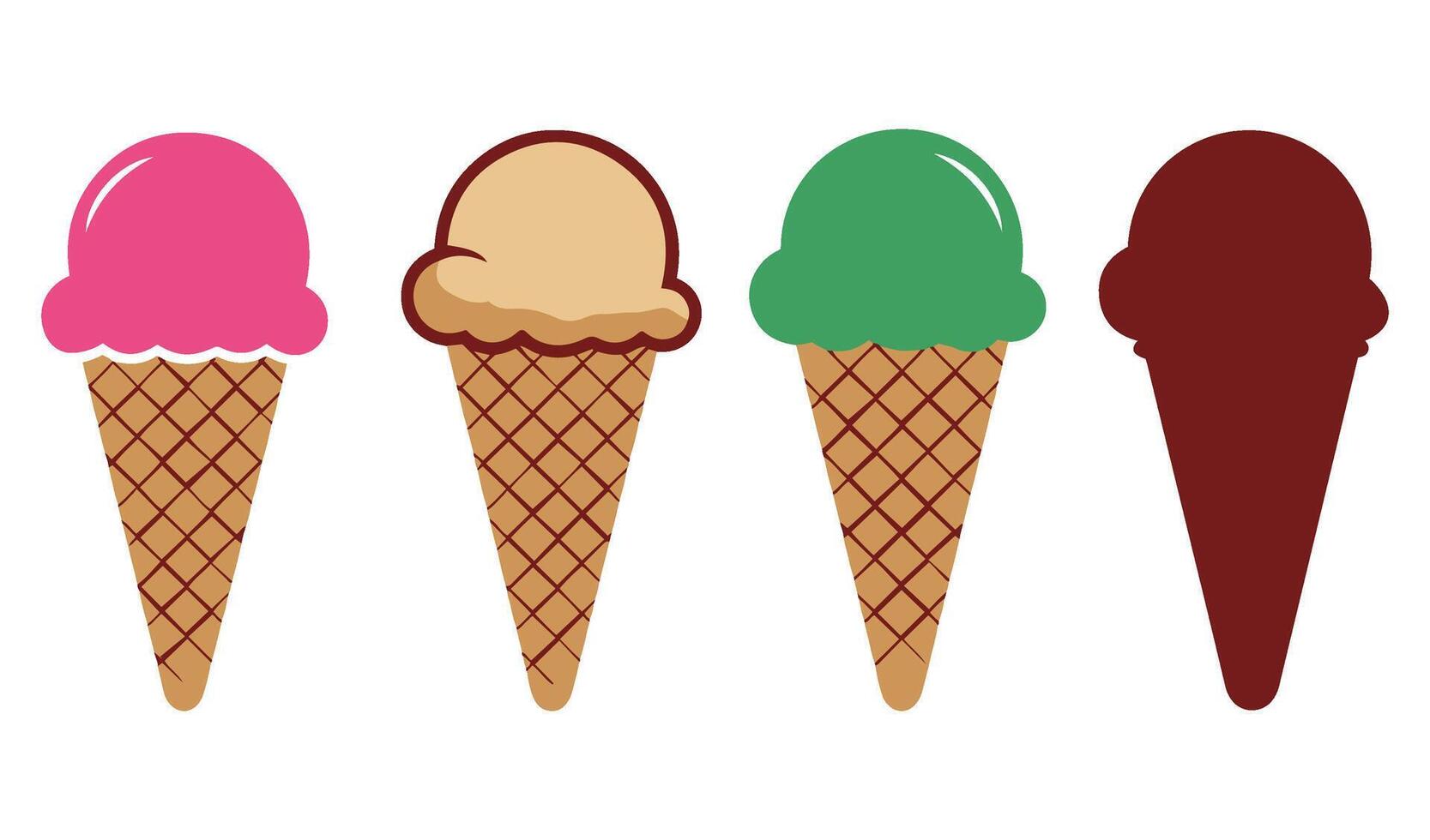 Cartoon ice cream cone set with adorable details vector