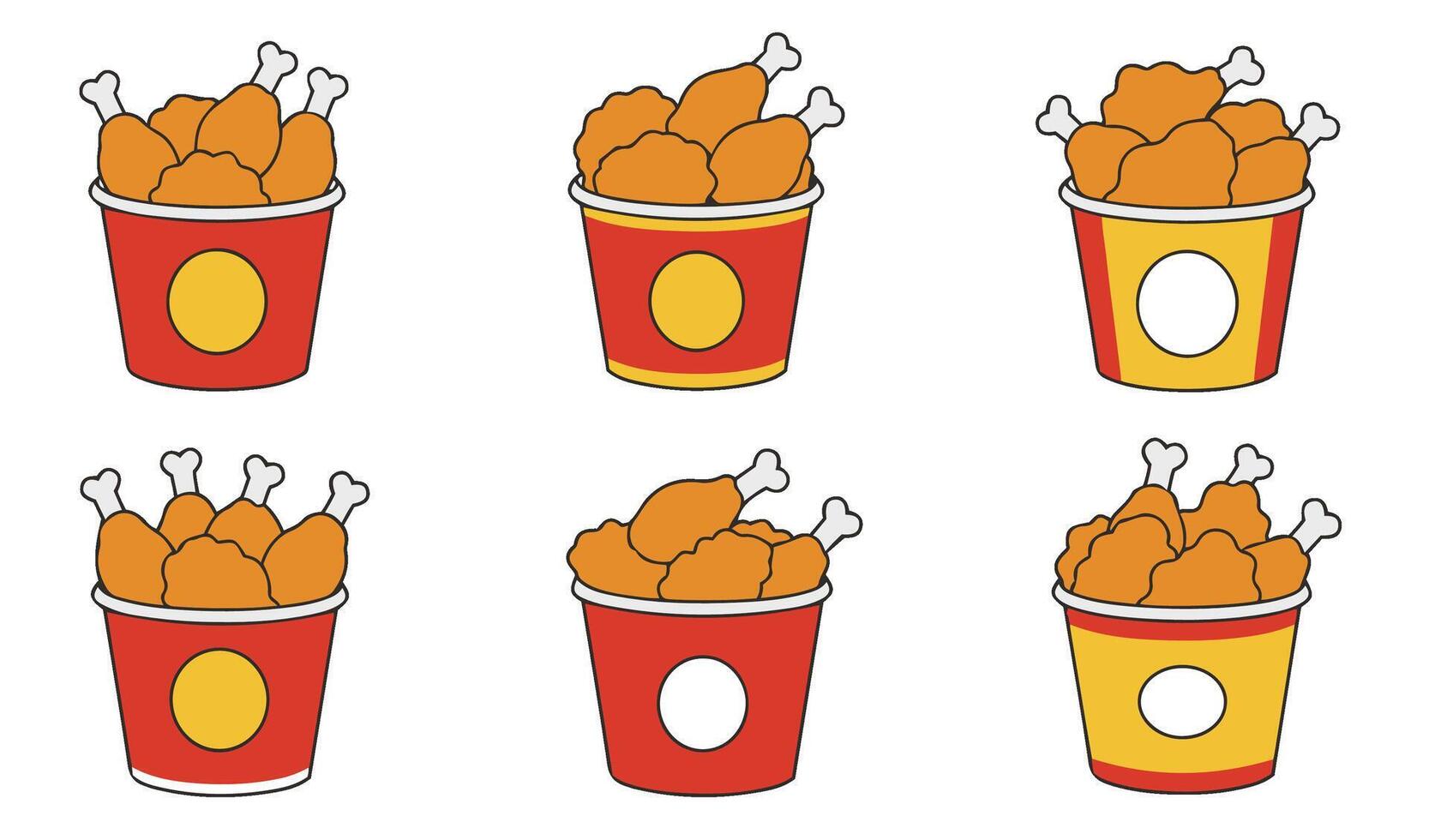 Whimsical Flying Fried Chicken With Bucket Cartoon Concept vector