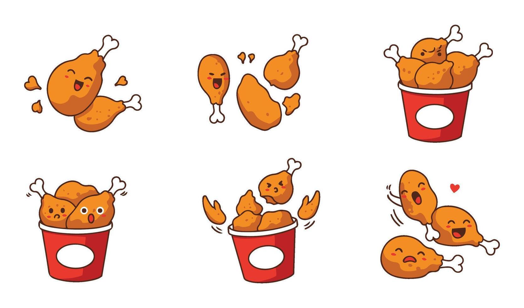 Flying Fried Chicken With Bucket Cartoon for Fun Illustrations vector