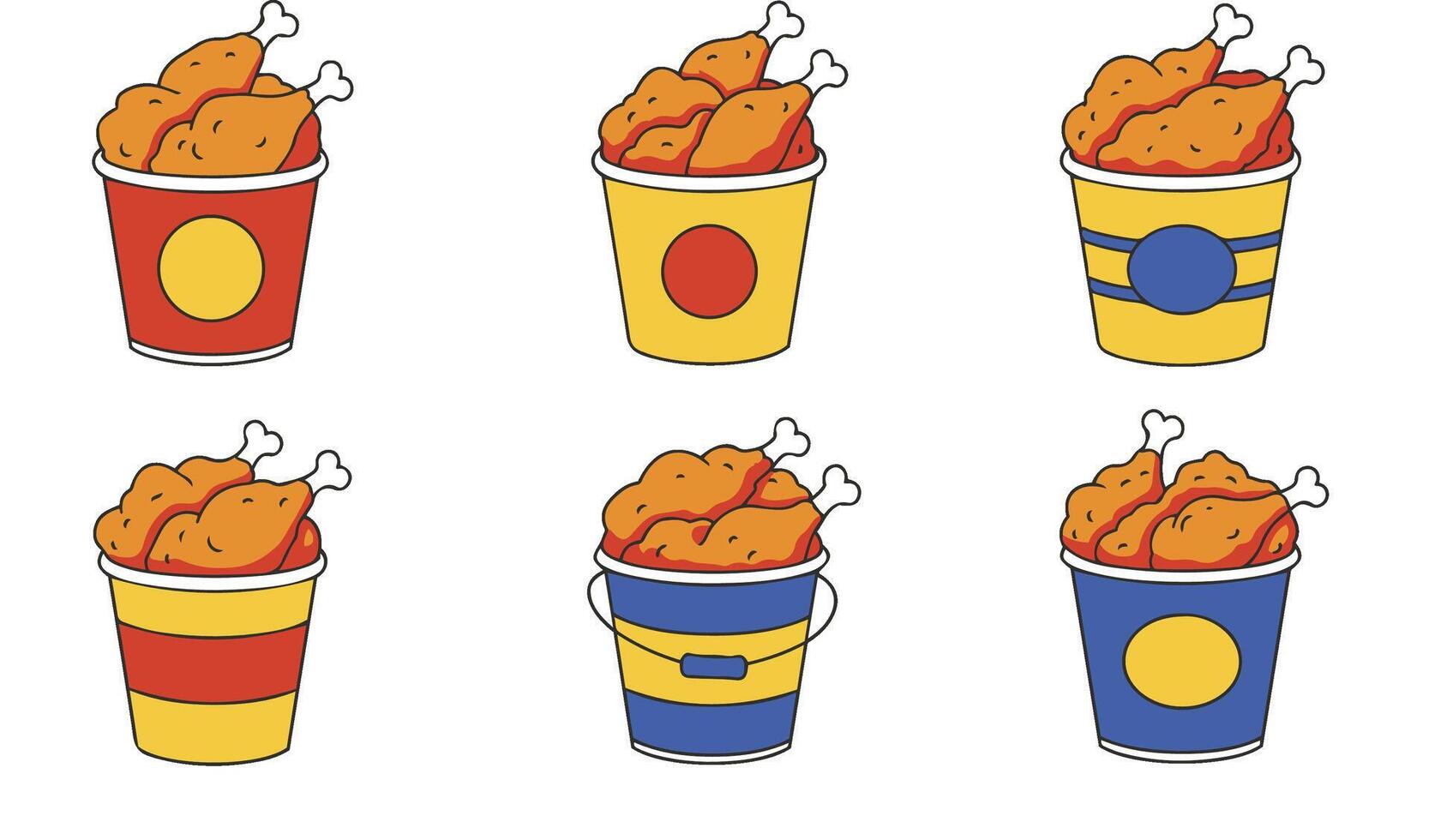 Flying Fried Chicken With Bucket Cartoon for Fast Food Designs vector
