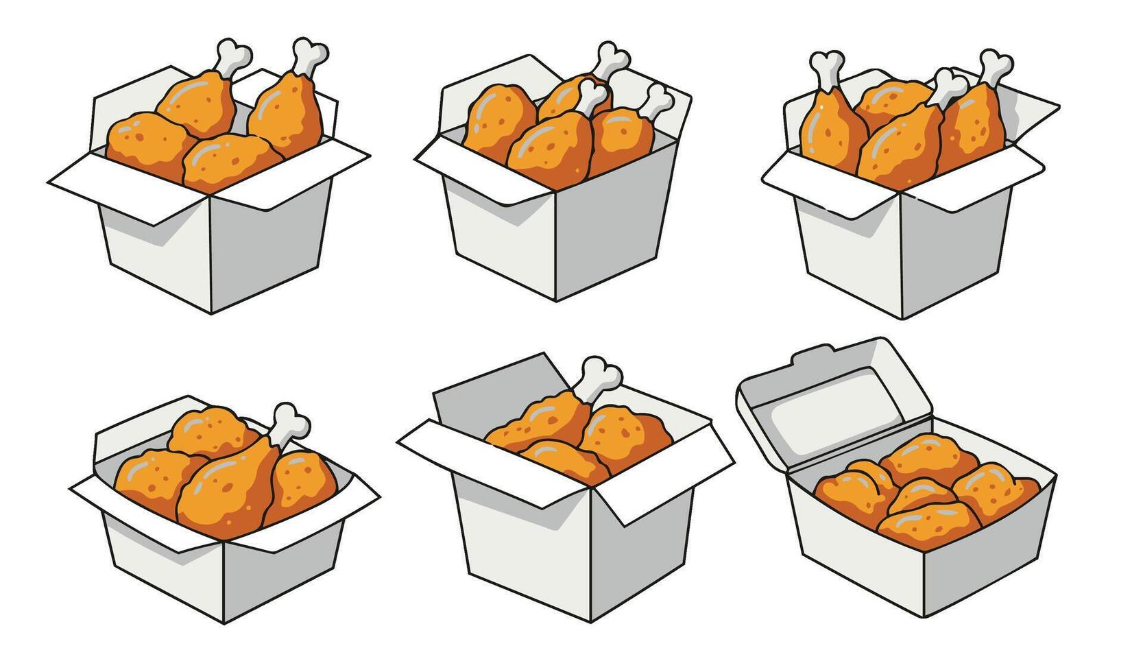 Flying Fried Chicken With Bucket Cartoon for Kids Designs vector