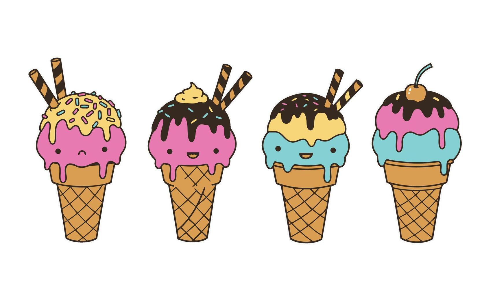 Creative ice cream cone designs for summer vector