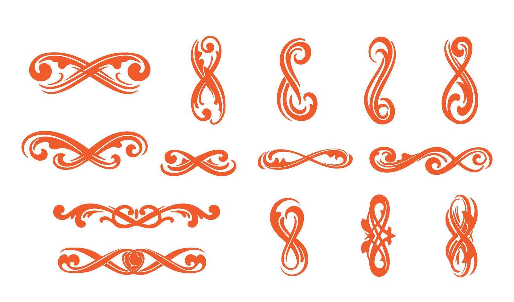 Infinity Curls Floral Swirl Ornament Set for Timeless Decorative Design vector