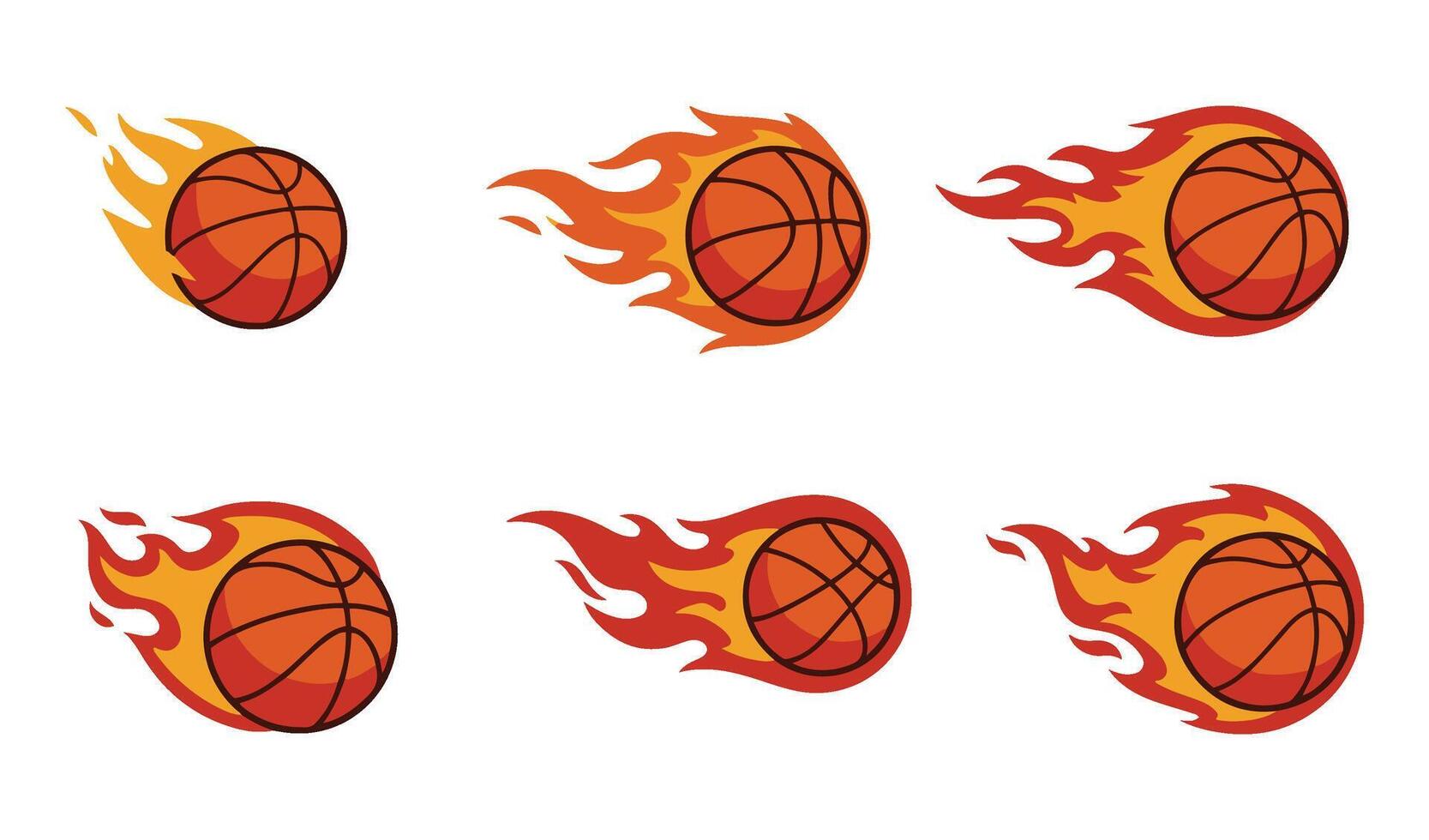 Burning Basketball Set Perfect for Action-Packed Sports Graphics vector