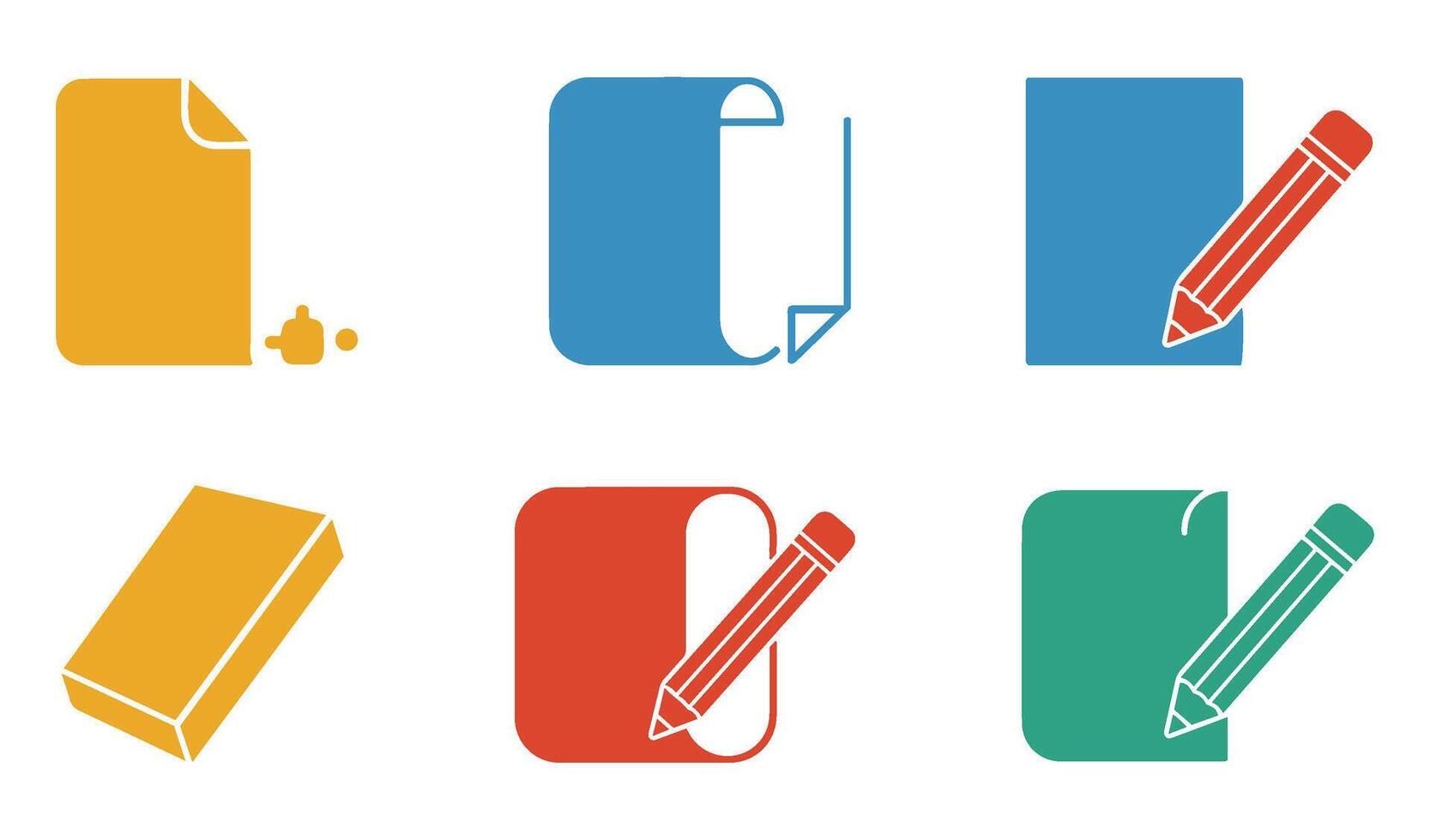 Innovative Paper and Pencil Cartoon Icons for Digital Designers vector