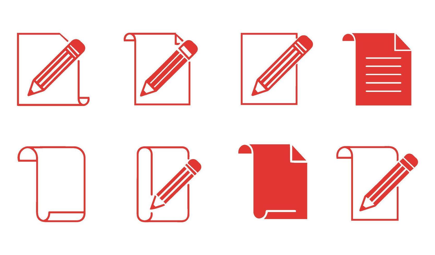 Artistic Paper and Pencil Cartoon Icon Set for Creative Ideas vector