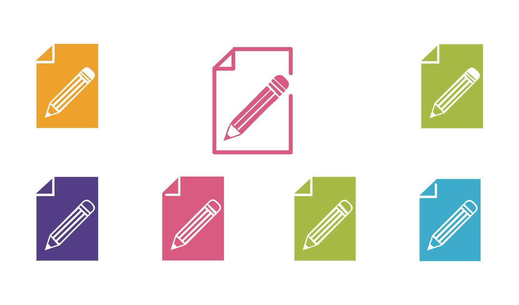 Charming Paper and Pencil Cartoon Icons for Graphic Design vector