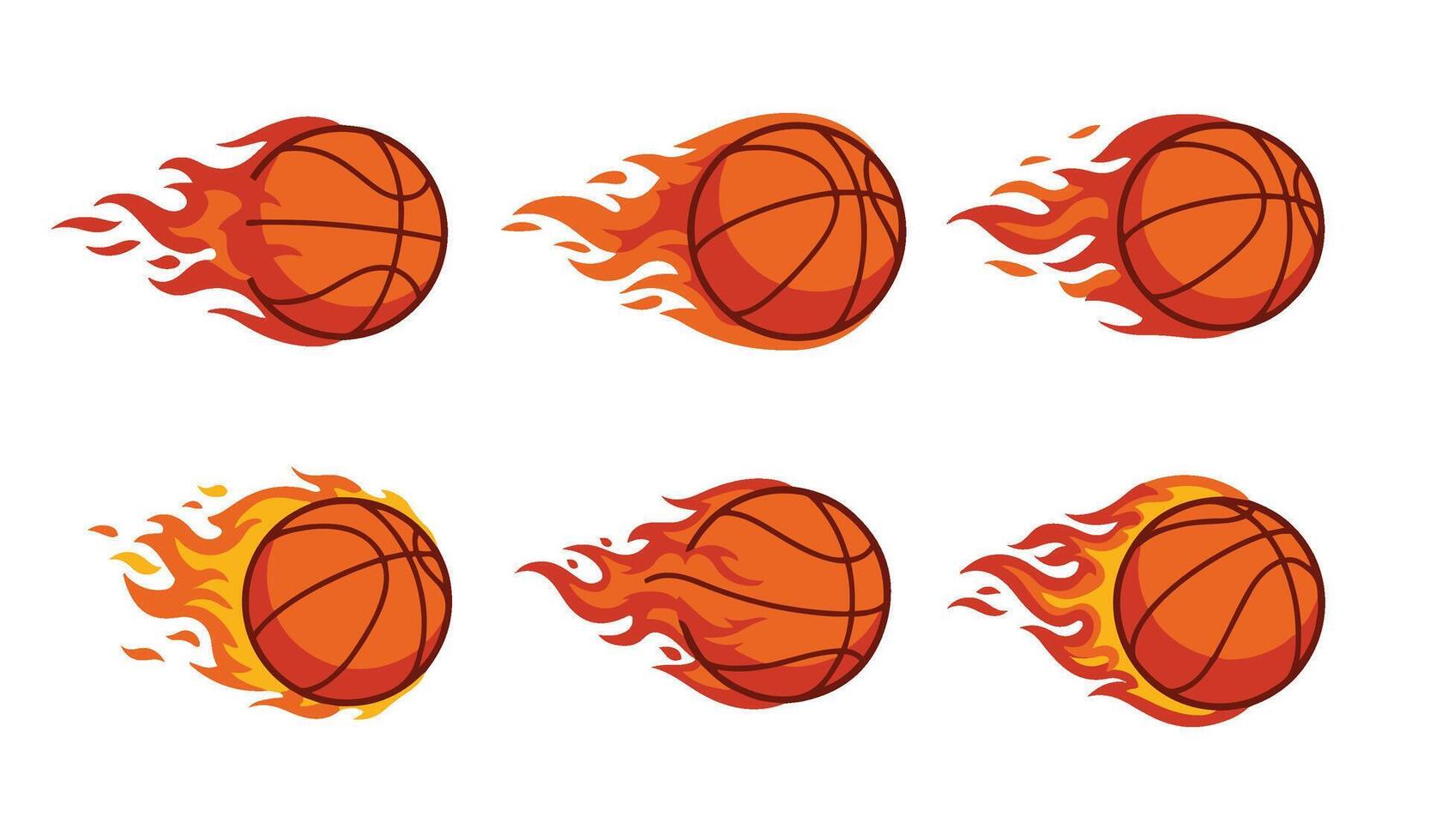 Fire-Powered Basketball Set Bring the Heat to Your Designs with Fiery Elements vector