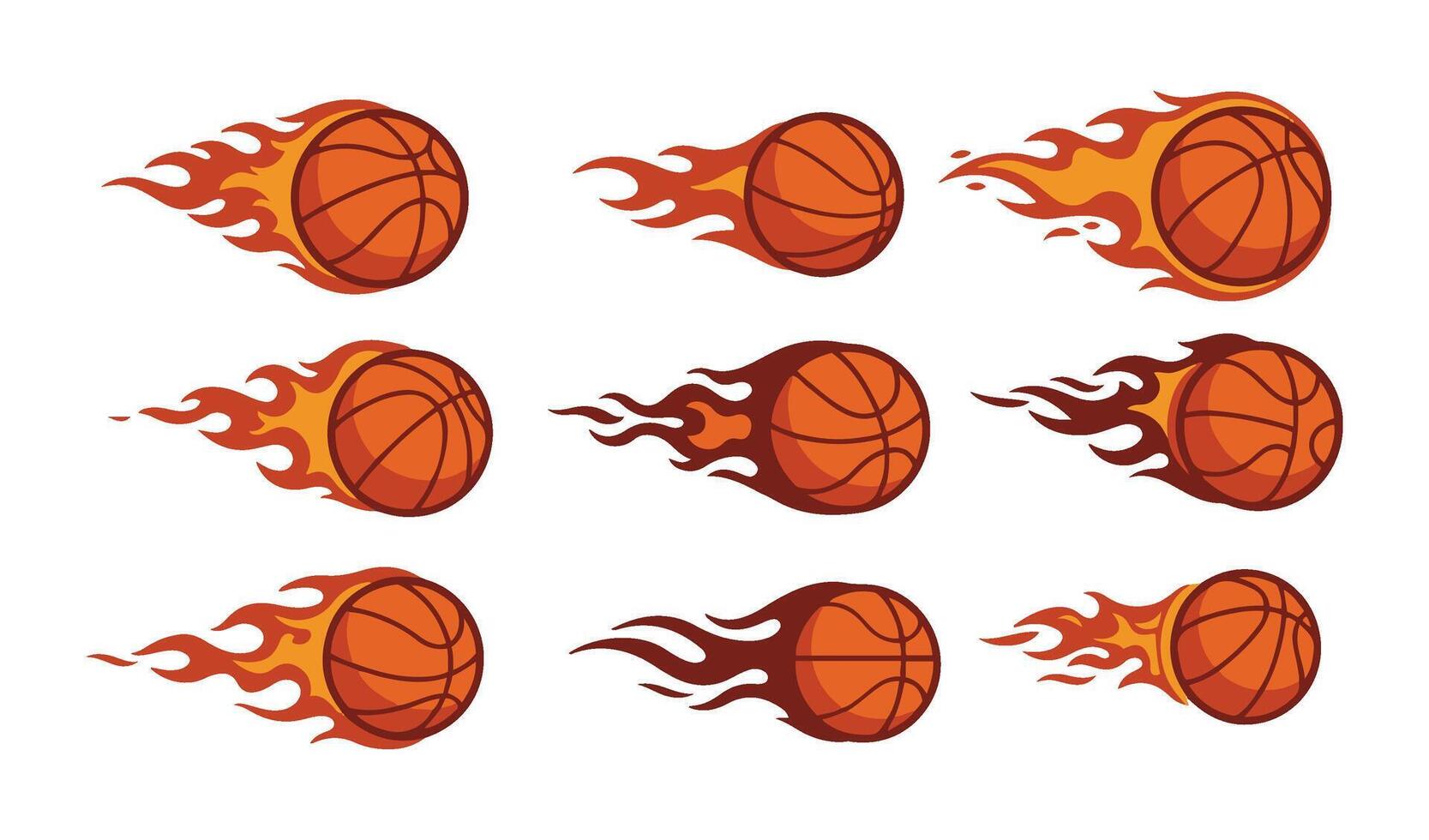 Fire Basketball Set Iconic Collection of Flaming Basketballs for Bold Designs vector