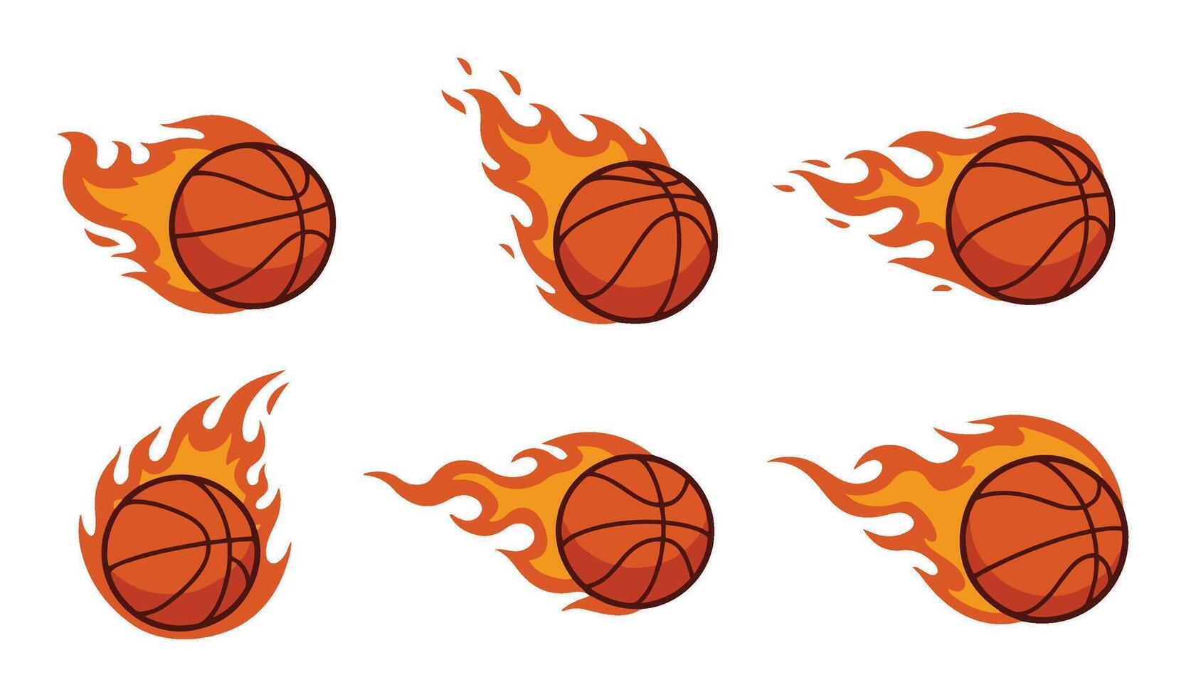 Explosive Flame Basketball Set Bold Illustrations for Sports and Fitness Projects vector