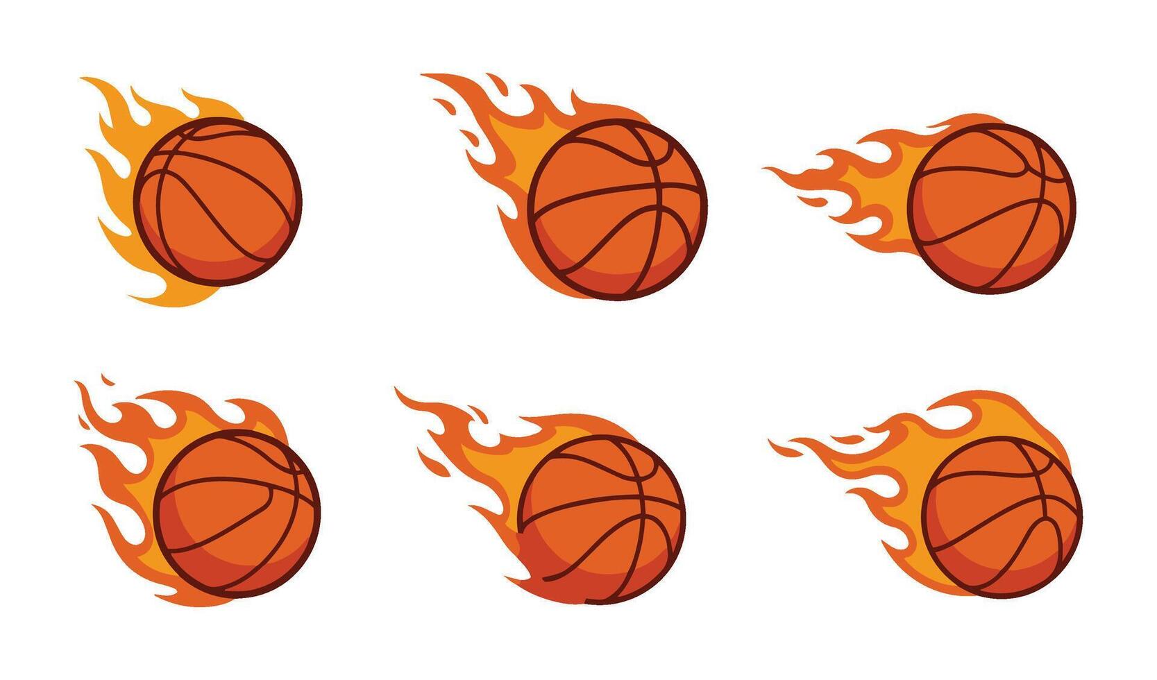 Fiery Basketball Set Energize Your Sports Projects with Dynamic Graphics vector