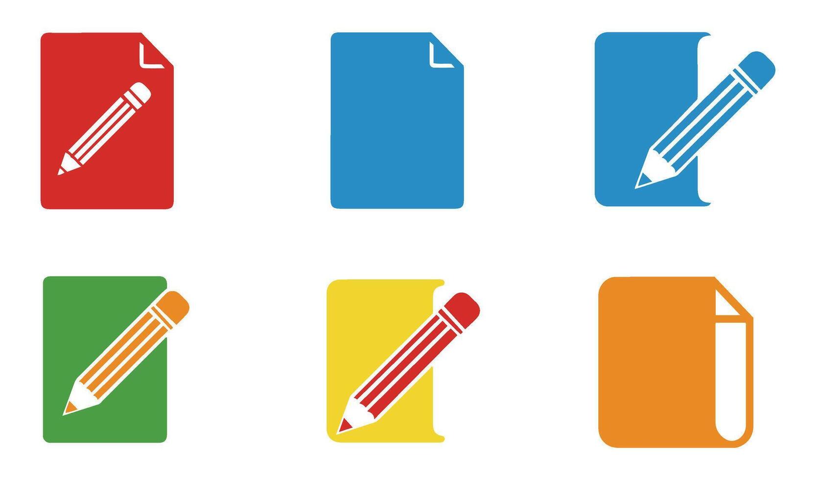 Playful Paper and Pencil Cartoon Icon Set for Creative Enthusiasts vector