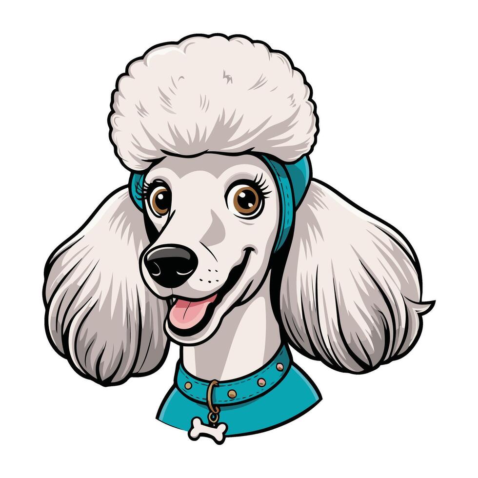 A cartoon poodle dog wearing a hat vector
