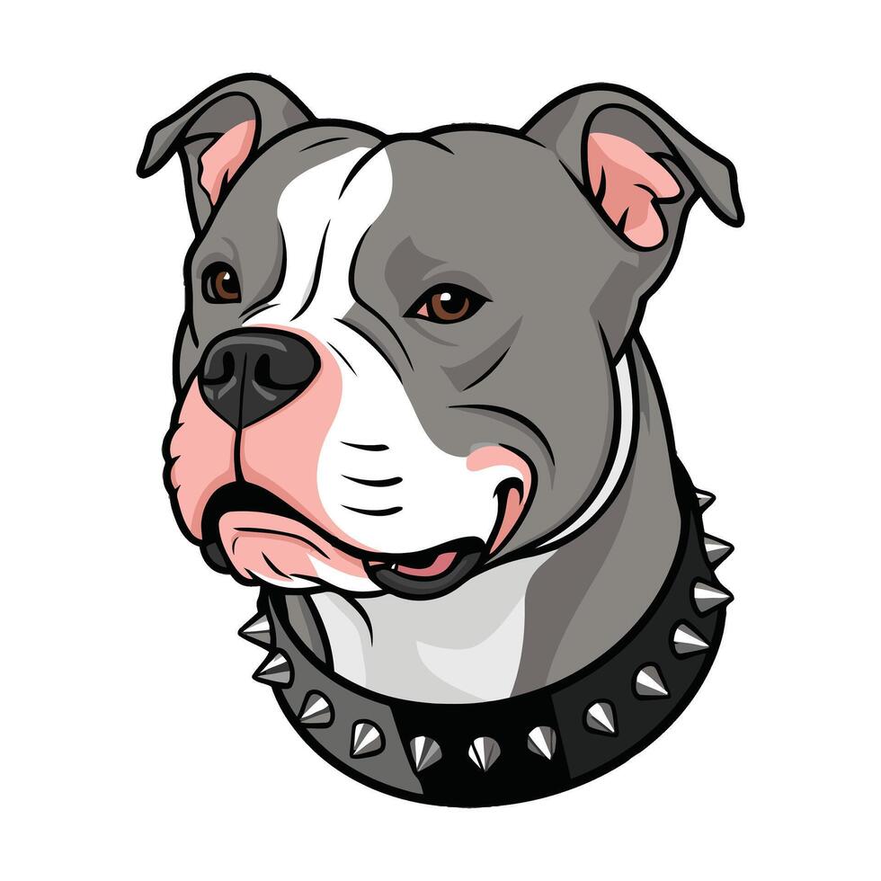 A cartoon dog with spiked collar on a white background vector