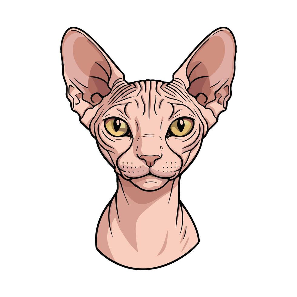 Adorable Cat Head in Bold Cartoon Art vector
