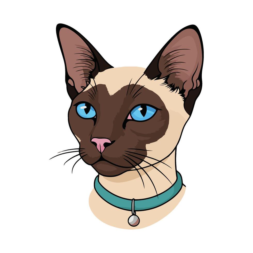 Smiling Cat Face in Clean Lines vector